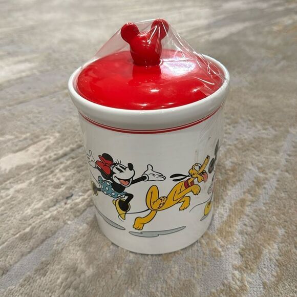 Disney Mickey Mouse & Friends Cookie Jar Bright Red Mickey Ears lid GUc - Picture 1 of 9
